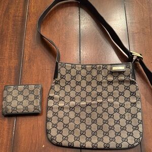 Gucci Tan and Black Crossbody Bag